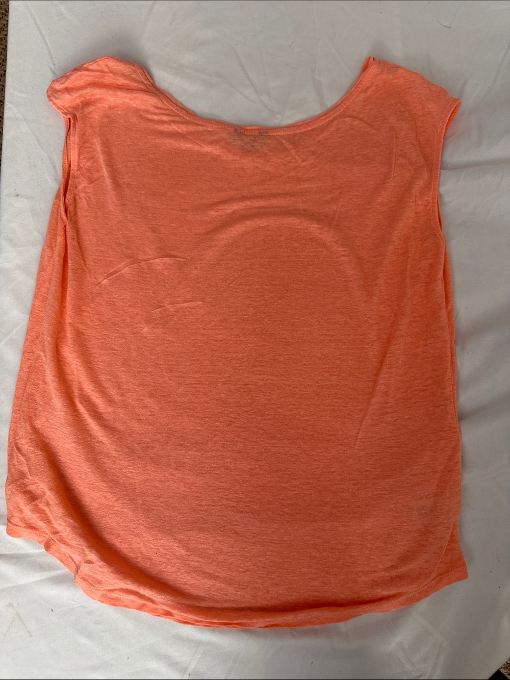 Ann Taylor Scoop Neck LinenTank - Coral Orange - Picture 3 of 4